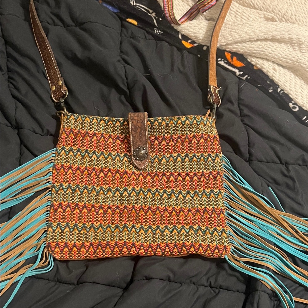 Boho Chic Multicolor Fringe Crossbody Bag